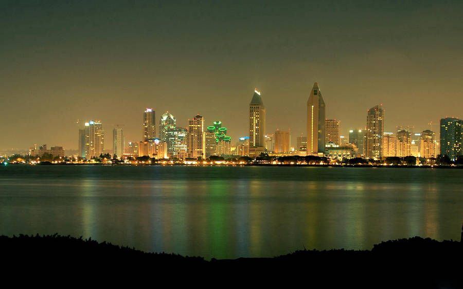 Image Skyscrapers And Beach At Dusk In San Diego, California Wallpaper