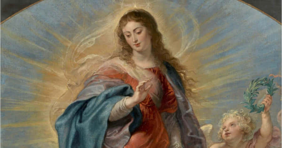Immaculate Conception Mary With Angel Wallpaper