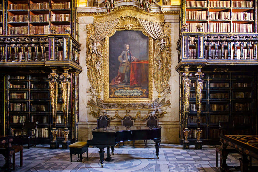 Immersing Yourself In Knowledge Within The Walls Of The Hogwarts Library Wallpaper