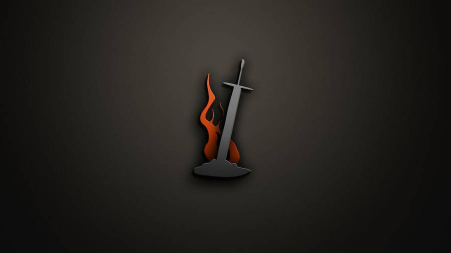 Impaled Flaming Sword Gaming Logo Wallpaper