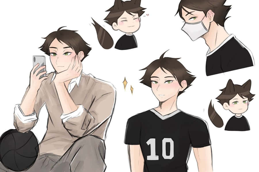 Inarizaki High School Volleyball Team In Action Wallpaper