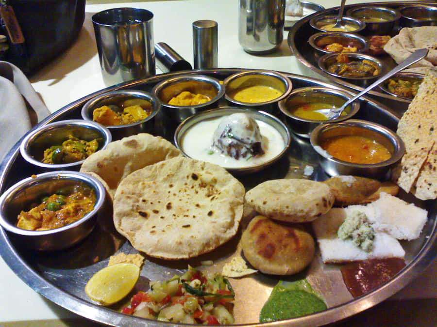 Indian Vegetarian Thali Assortment Wallpaper