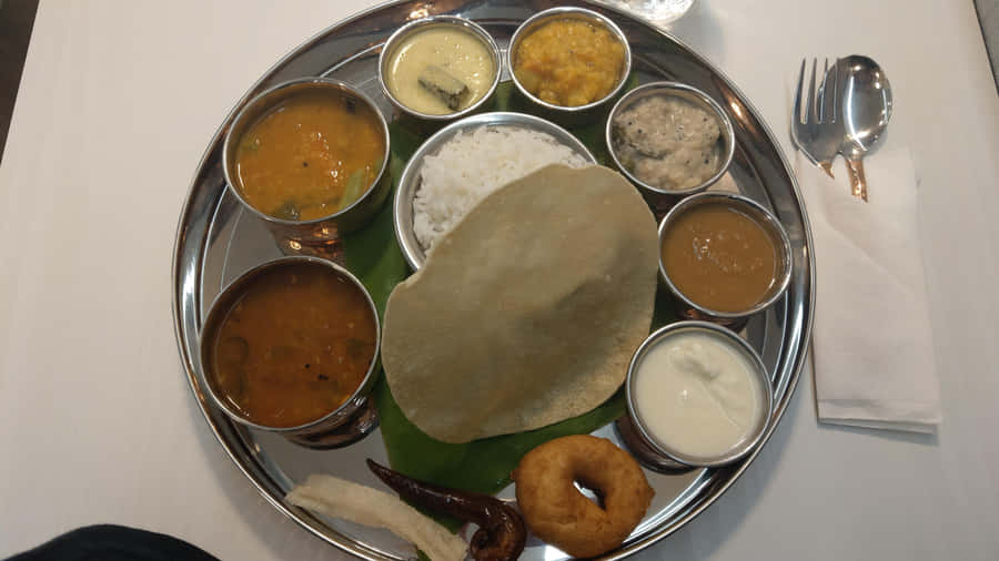 Indian Vegetarian Thali Meal Wallpaper