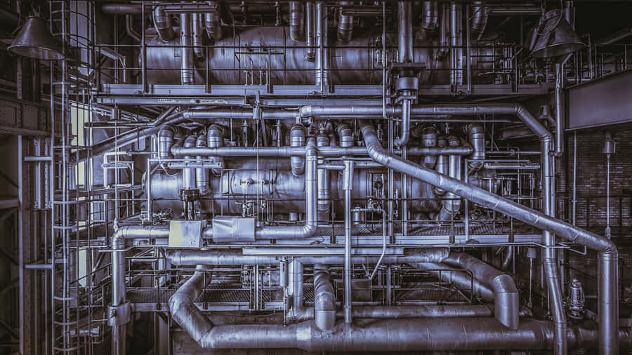 Industrial Metal Pipes Plumbing System Wallpaper