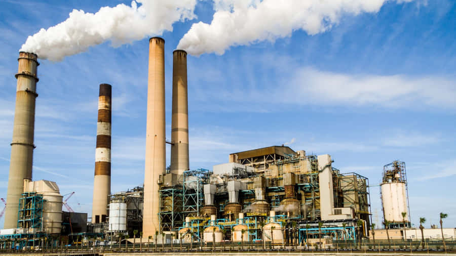 Industrial Power Plant Smokestacks Wallpaper