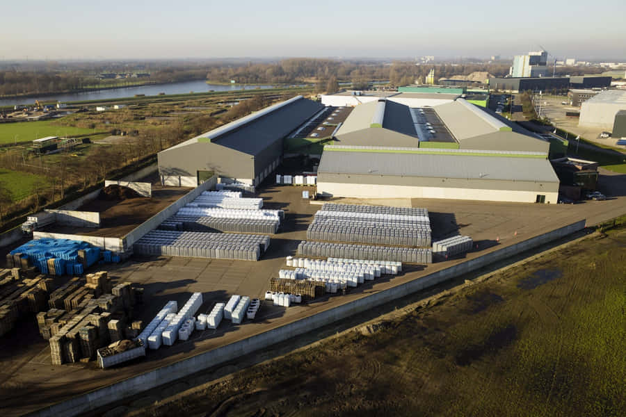 Industrial Warehouse Aerial View Helmond Wallpaper