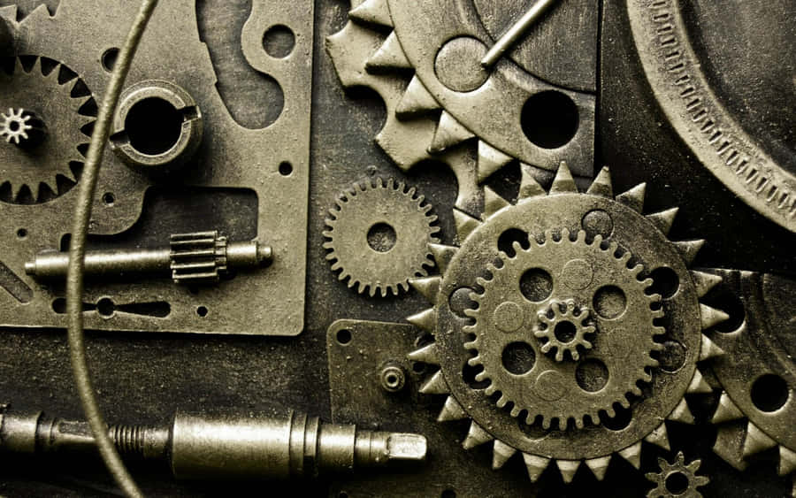 Industrious Metallic Gears In Action Wallpaper
