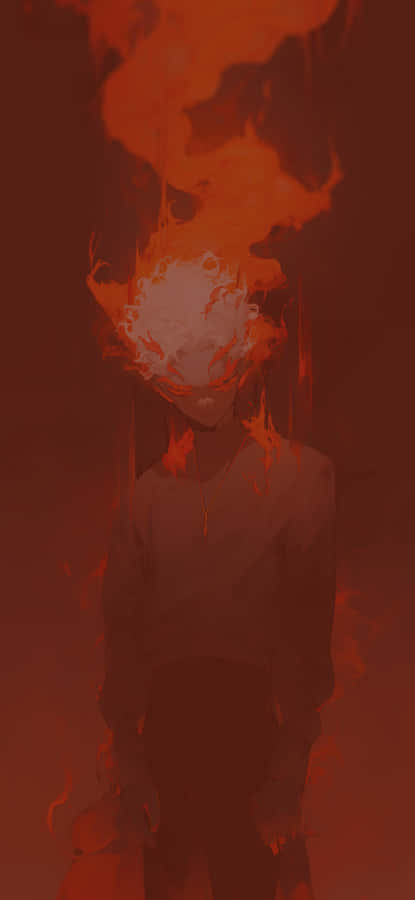 Infernal_ Visage_ Flame_ Shrouded Wallpaper