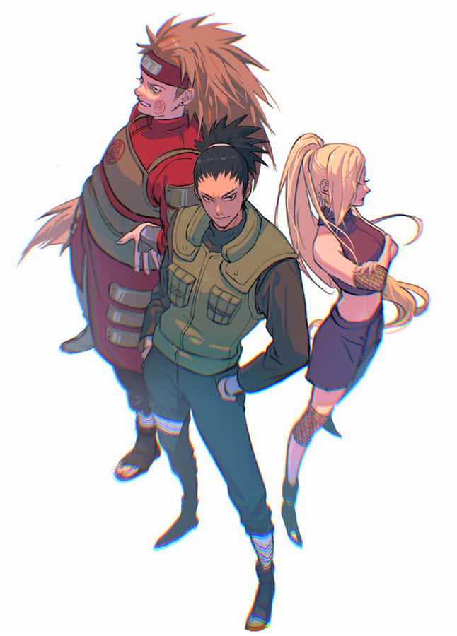 Ino Shika Cho Trio In Action Wallpaper