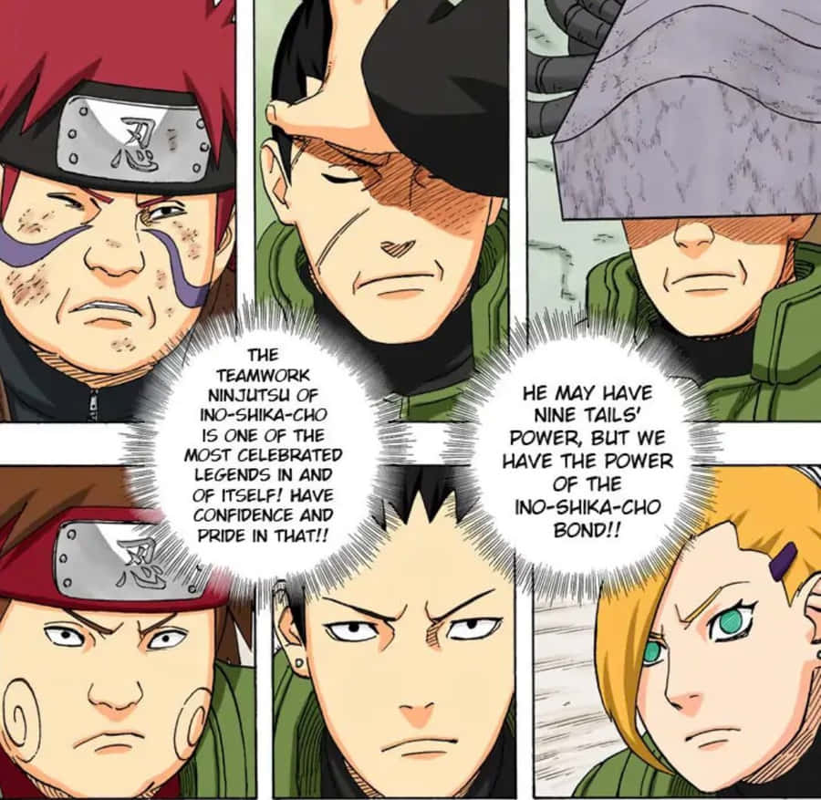 Ino, Shikamaru, And Choji United In Action As The Ino-shika-cho Formation. Wallpaper