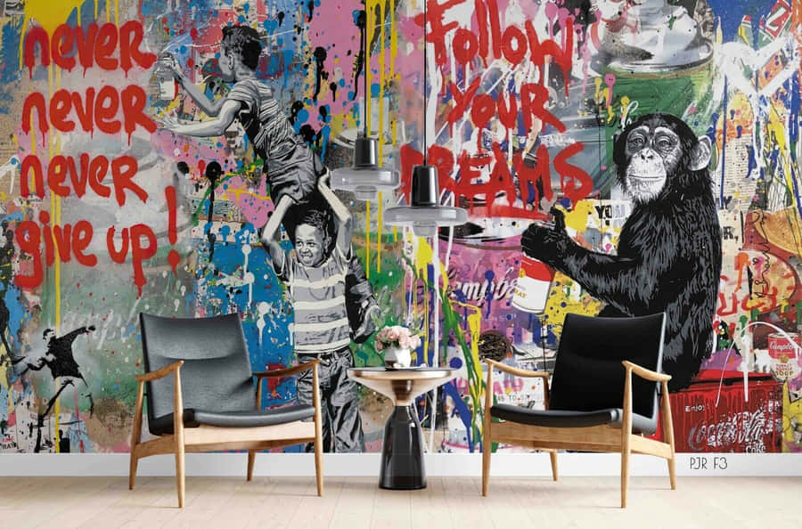 Inspirational Graffiti Art Wall Interior Wallpaper