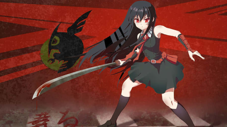 Intense Action Shot Of Akame From Akame Ga Kill In 4k Resolution Wallpaper