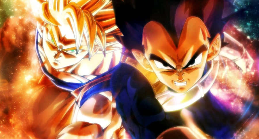 Intense Battle Between Goku And Vegeta Wallpaper
