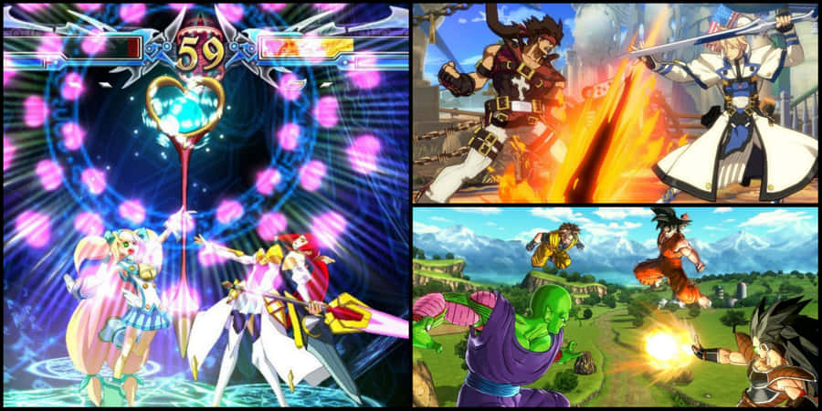 Intense Battle Between Two Iconic Fighting Game Characters Wallpaper