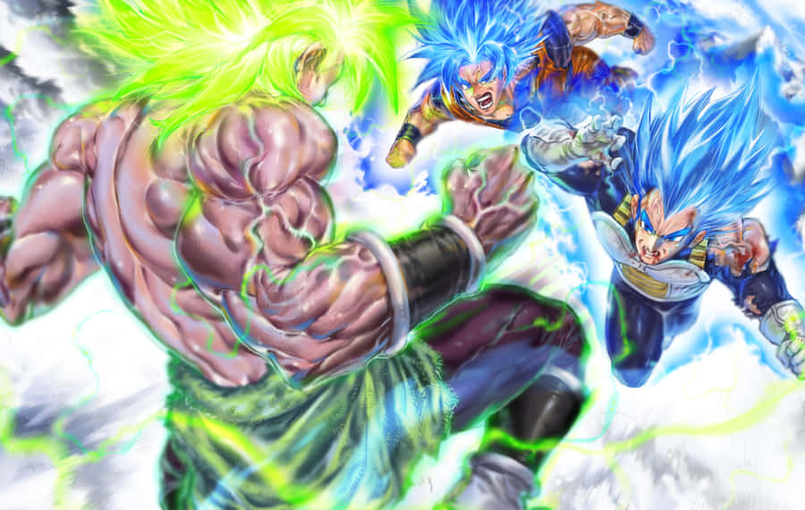 Intense Battle Between Vegeta And Broly Wallpaper