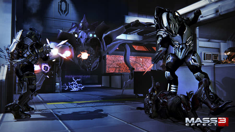 Intense Battle In Mass Effect Multiplayer Wallpaper