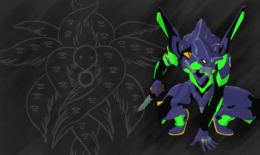 Intense Battle Stance Of Evangelion Unit-01 Wallpaper
