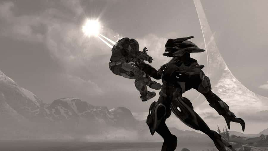 Intense Combat With Halo Red Team Wallpaper