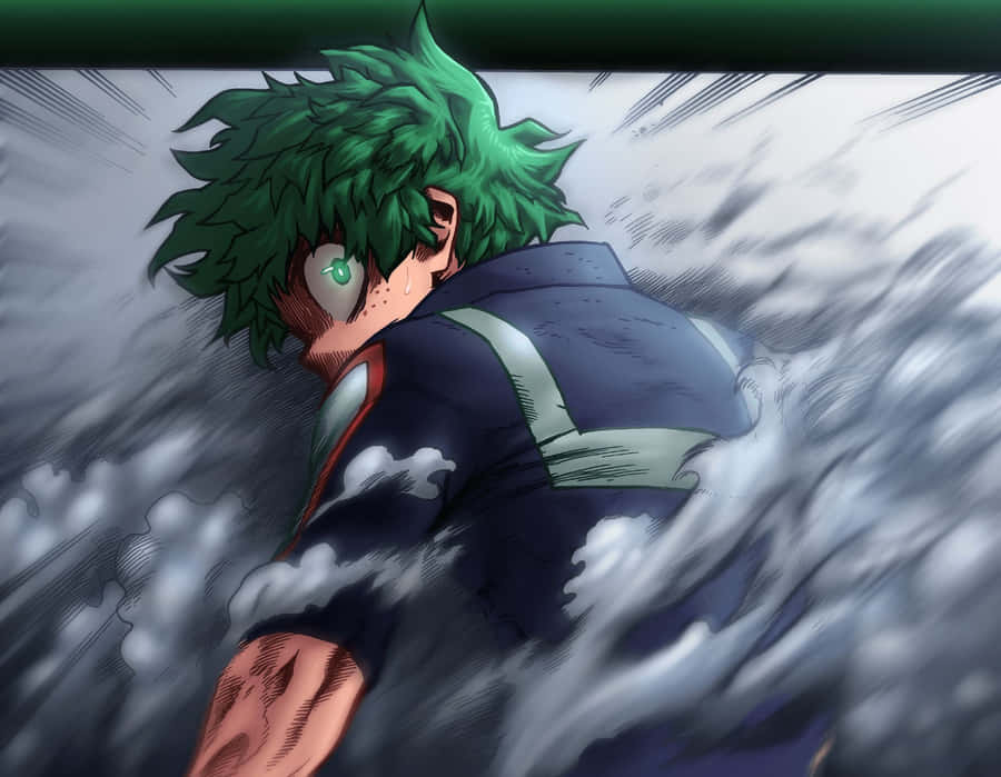 Intense Deku Action Scene Wallpaper