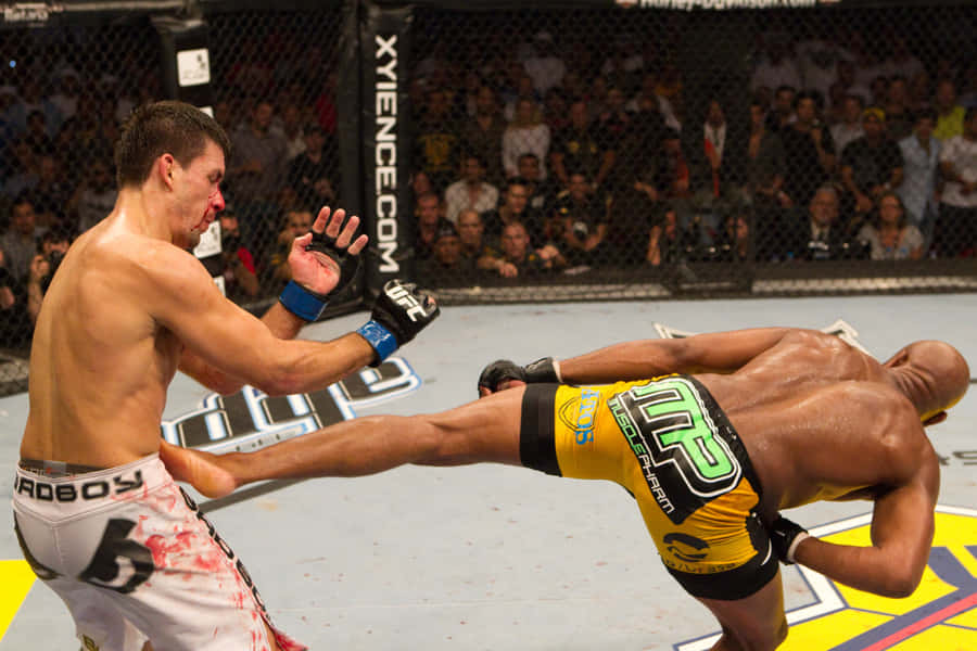 Intense Fight Scene Between Demian Maia And Anderson Silva Wallpaper
