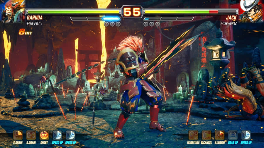 Intense Gaming Action In Classic Fighting Game Wallpaper