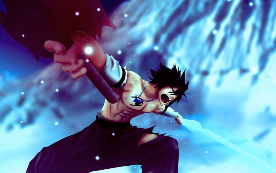 Intense Gray Fullbuster In Action Wallpaper