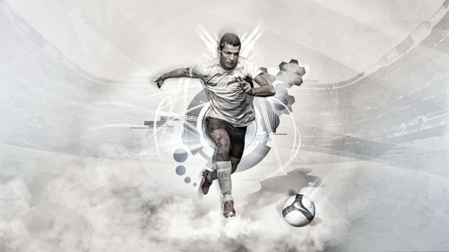 Intense Moment Of Soccer Dribbling Action Wallpaper