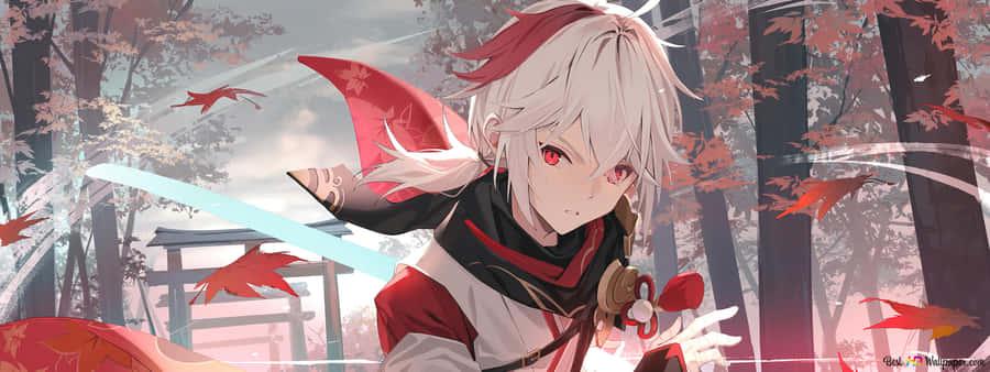 Intense Stare Of A Flaming Samurai Wallpaper