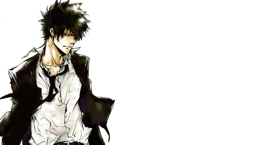 Intense Stare Of Shinya Kogami, Anime Character In Action Wallpaper