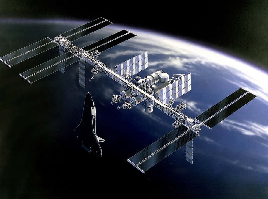 International Space Station Orbiting Earth Wallpaper