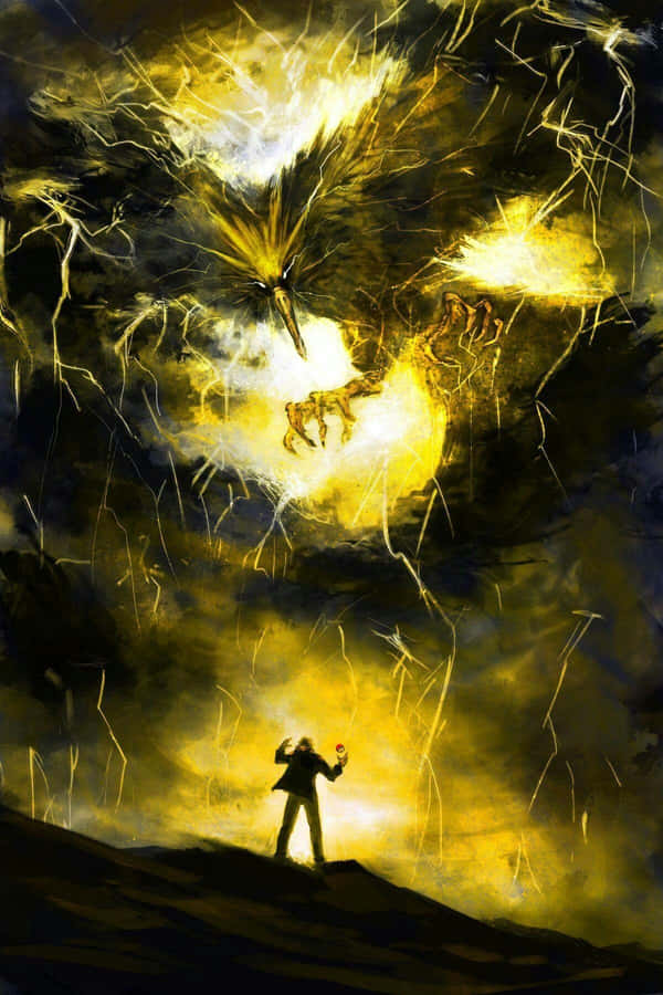 Intimidating Zapdos In Clouds Wallpaper