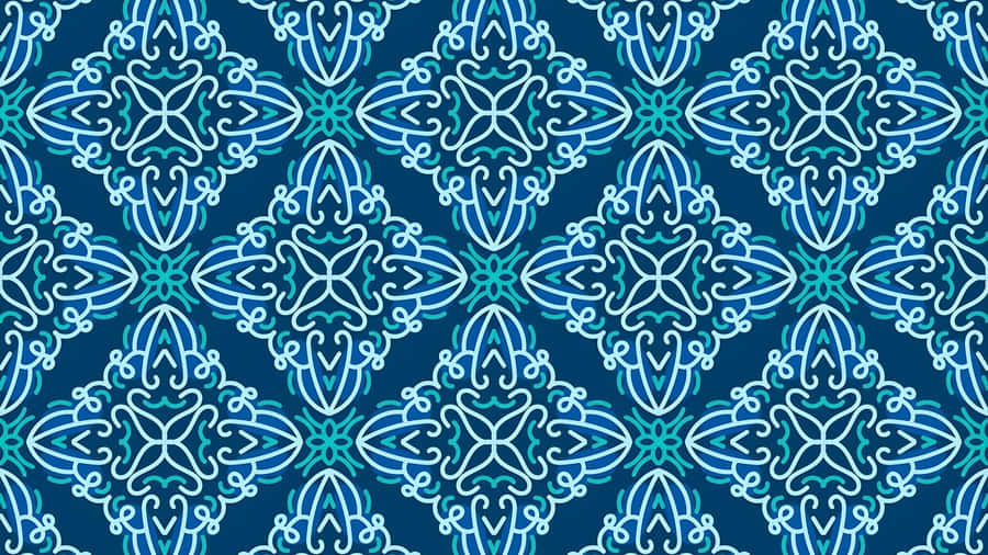 Intricate Blue Oriental Pattern Wallpaper