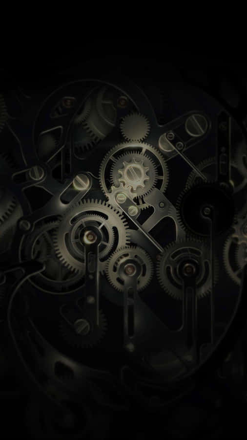 Intricate Mechanical Gears Dark Backdrop Wallpaper