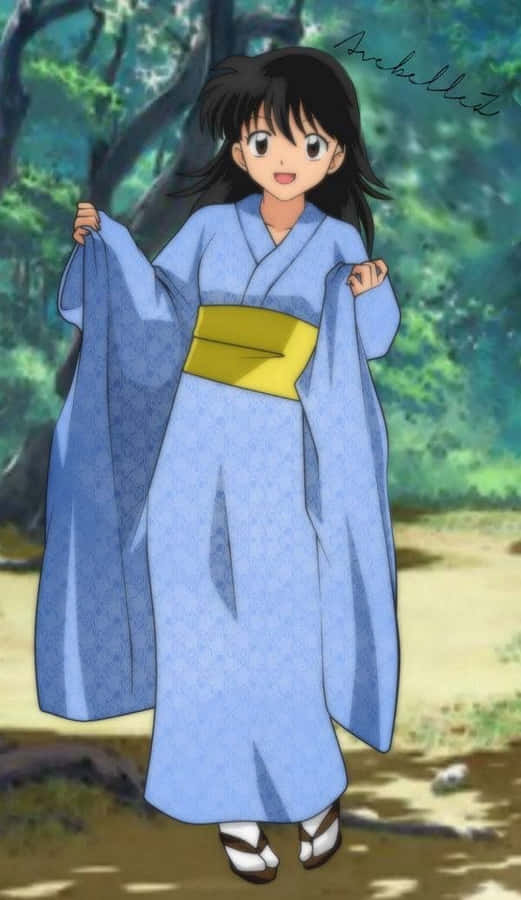 Inuyasha's Rin Smiling In The Forest Wallpaper