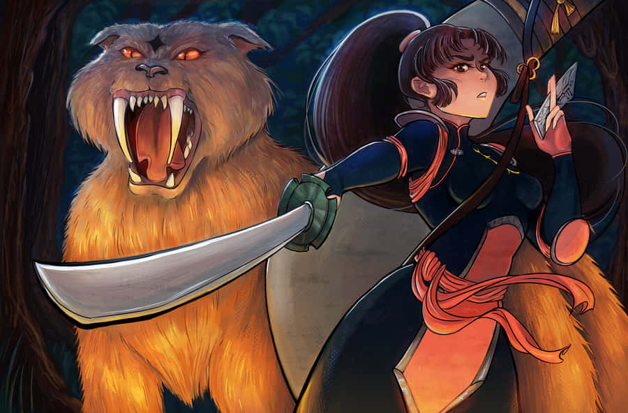 Inuyashaand Sango Readyfor Battle Wallpaper