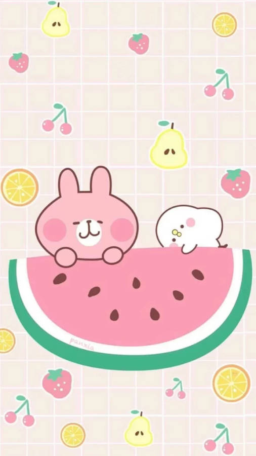 Ipad Pro Cute Rabbit With Watermelon Wallpaper