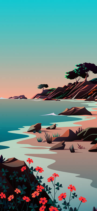 Iphone 12 Pro Beach Art Wallpaper
