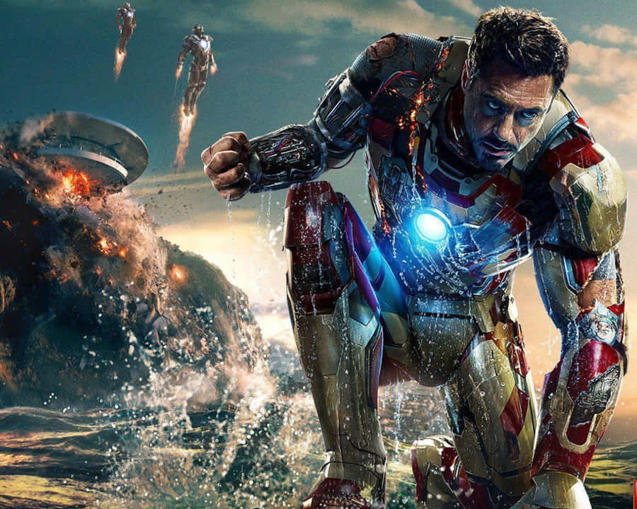 Iron Man Faces Off Against His Archrival Iron Monger In An Epic Battle Wallpaper