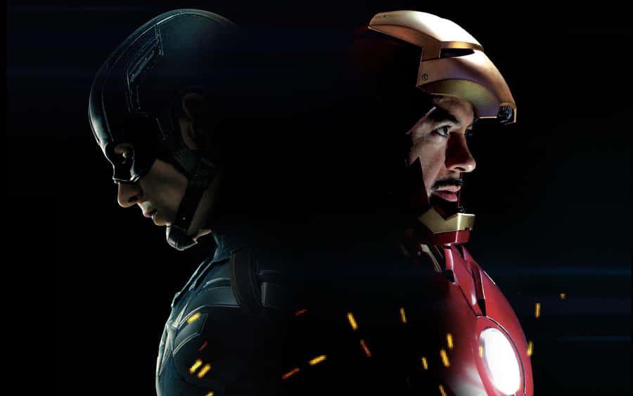 It's A Showdown Between Two Of Marvel's Most Powerful Heroes - Iron Man And Captain America. Wallpaper