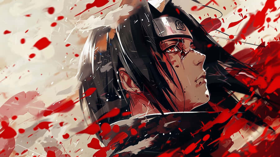 Itachi Uchiha Blood Splatter Art Wallpaper