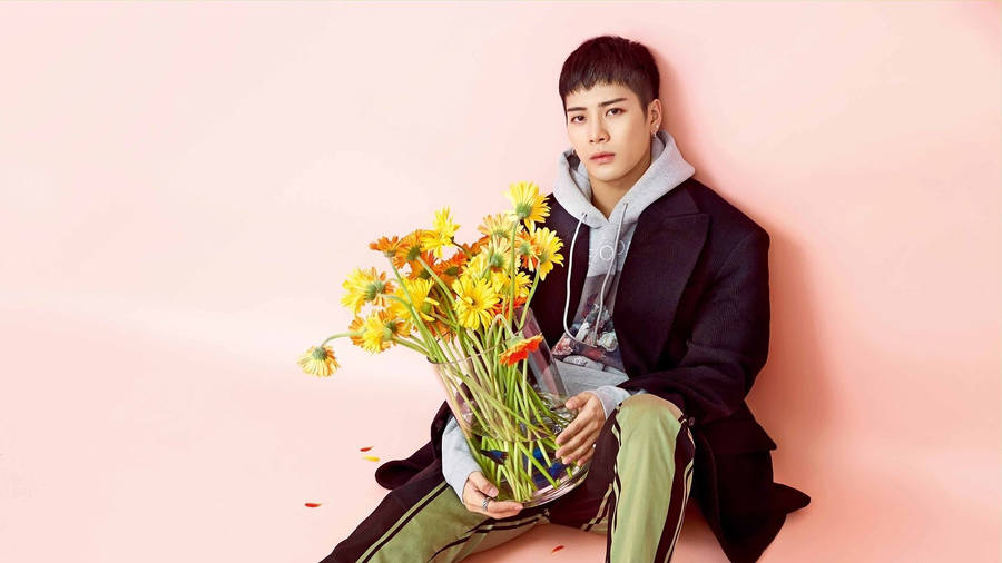 Jackson Wang With Flowers Wallpaper