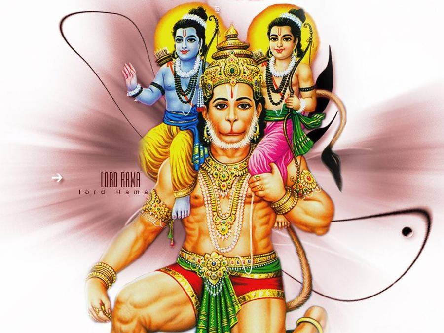 Jai Shri Ram Hanuman Carrying Rama And Lakshmana Wallpaper