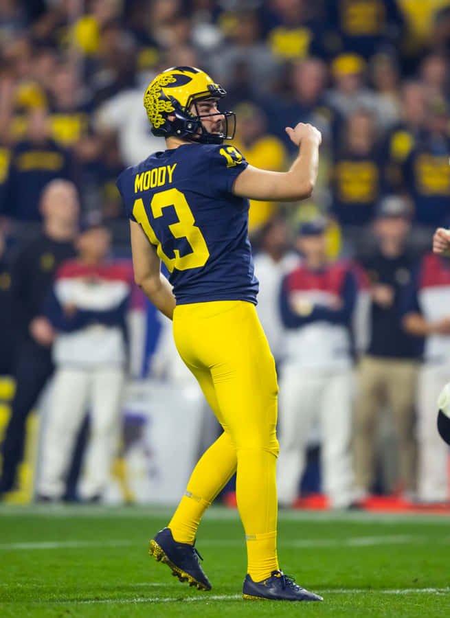 Jake Moody Michigan Football Kicker Action Wallpaper