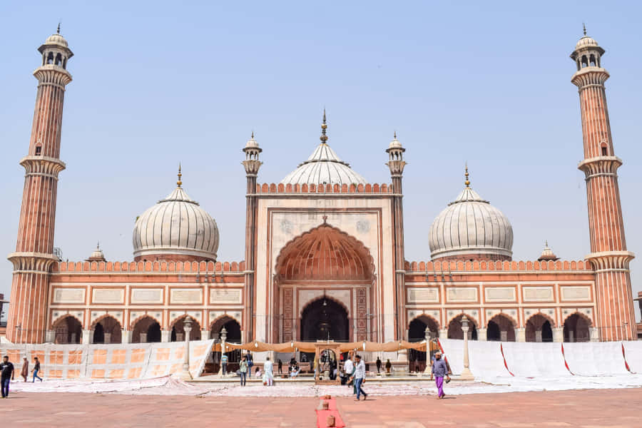 Jama_ Masjid_ Delhi_ Front_ View Wallpaper