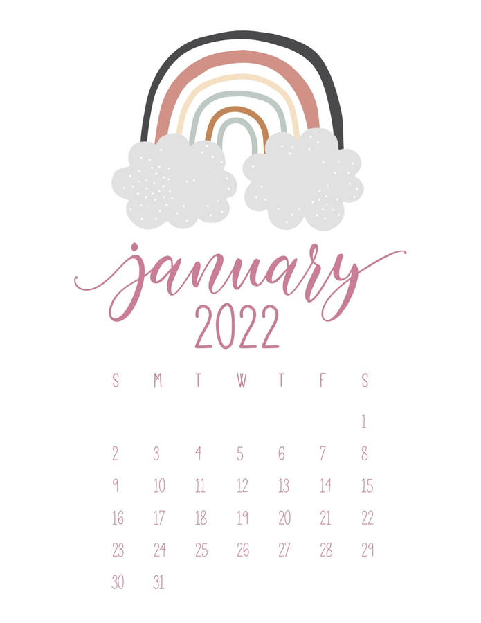 January 2022 Rainbow Calendar Wallpaper