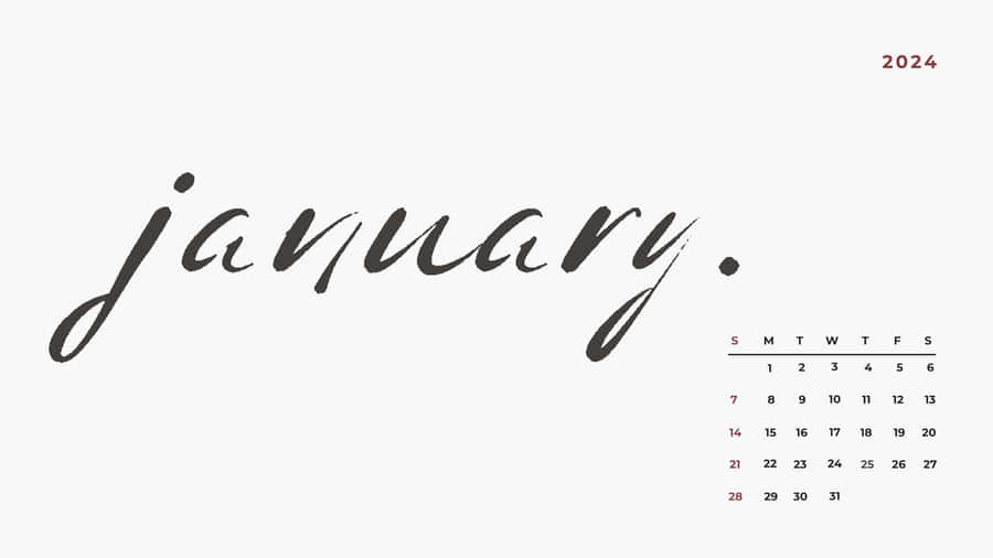 January_2024_ Calendar_ Minimalist_ Design Wallpaper