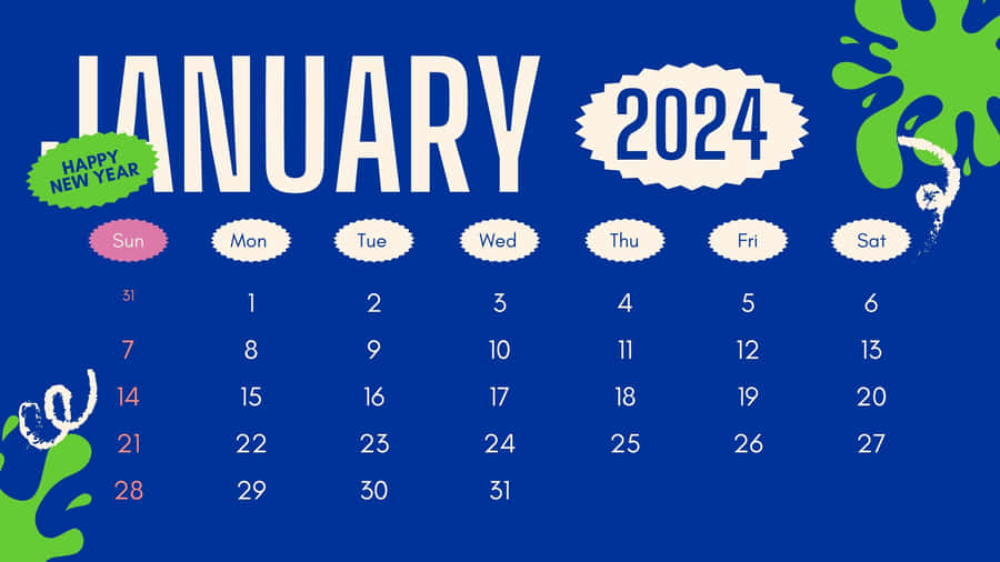 January2024 Calendar Celebration Design Wallpaper