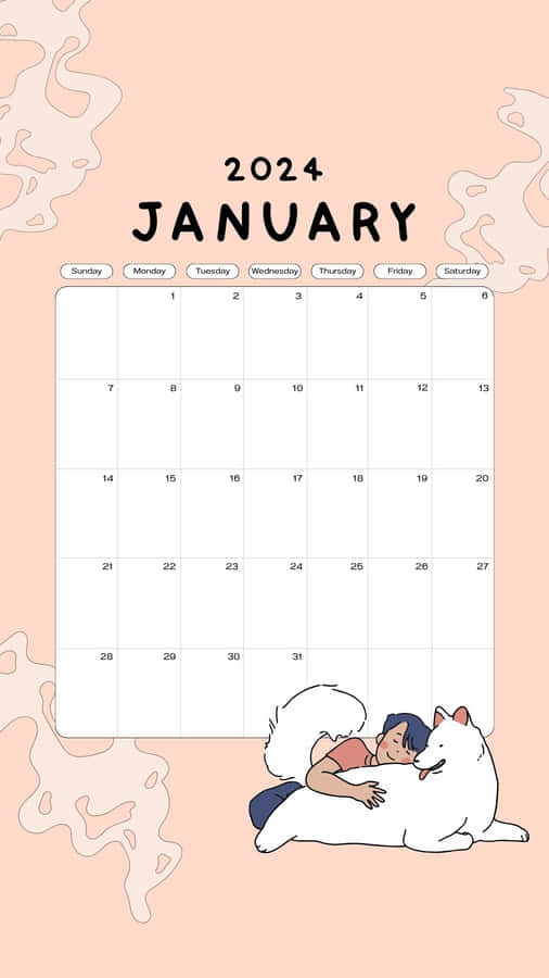 January2024 Calendarwith Illustration Wallpaper