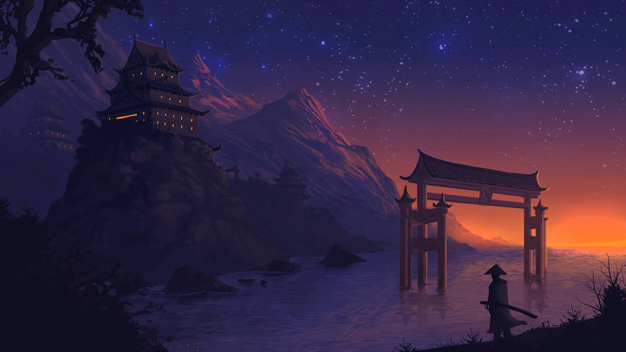 Japanese Torii Digital Art Wallpaper
