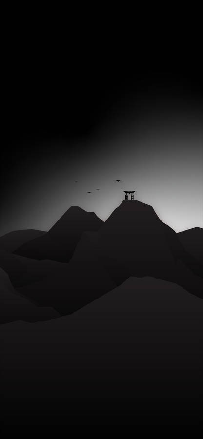 Japanese Torii Gate Minimalist Black Phone Wallpaper